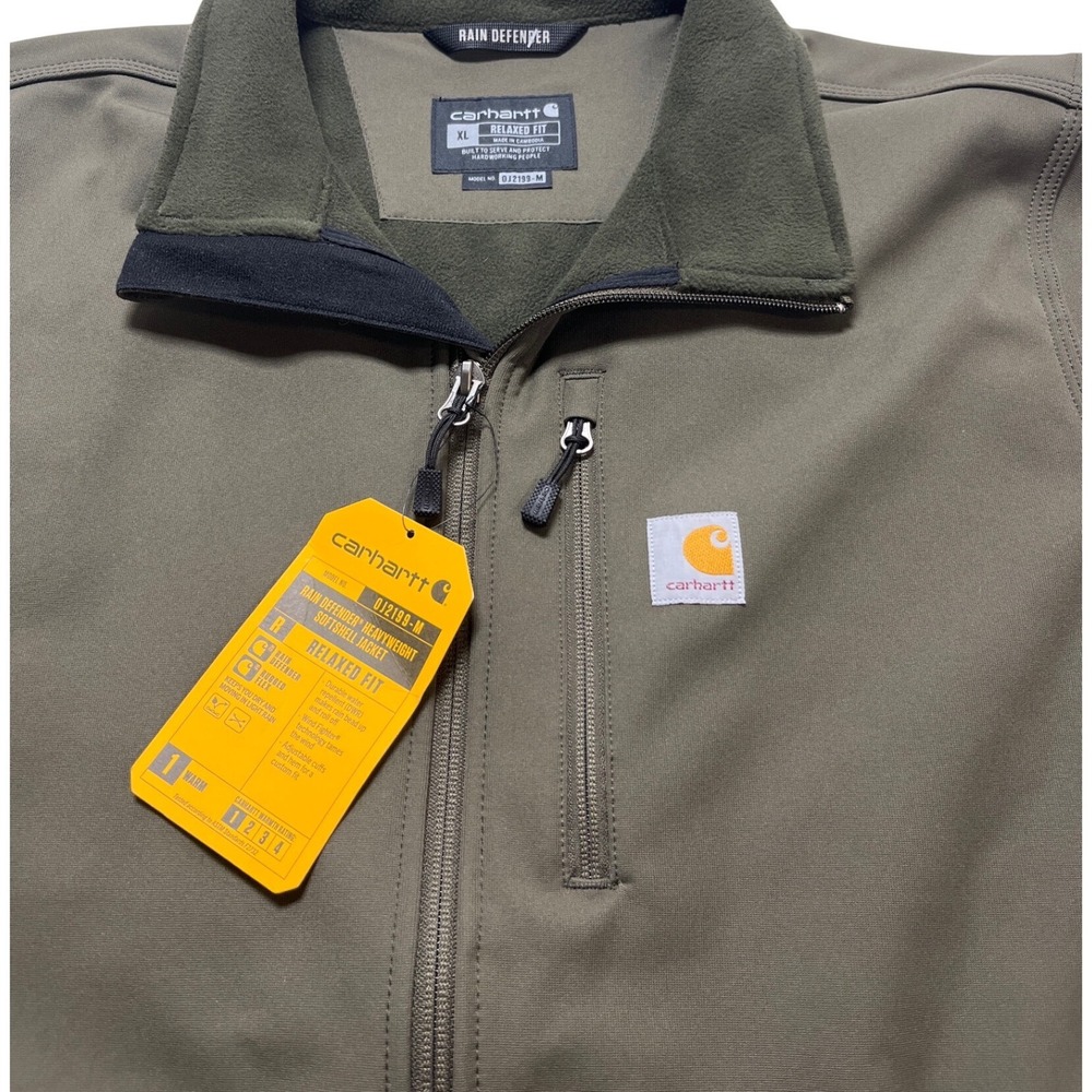 Carhartt‎ Rain Defender Heavyweight Softshell Jacket Olive Green Relaxed Fit XL - Picture 2 of 3